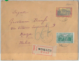 75325 - MONACO - Postal History - REGISTERED  COVER To ITALY 1927 - Covers & Documents