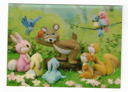 Carte 2D Lapins Rabbit Oiseaux Bird Ecureuils Squirrel Ourson Bear Cub En TB.Etat - Bären