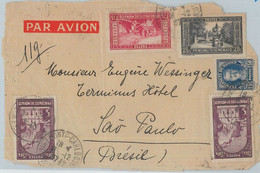 76146 - MONACO - Postal History -  HIGH VALUE Franking On  COVER  To BRAZIL 1937 - Covers & Documents