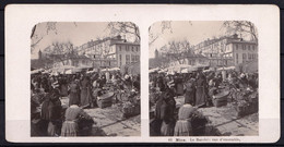 ANCIENNE PHOTO STEREO FRANCE - NICE  - LE MARCHE VUE D'ENSEMBLE - Photo STEGLITZ BERLIN 1904 - Fotos Estereoscópicas