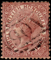 British Honduras 1872 Crown CC Perf 12½ 3d Red-brown A06 (Belize) Cancel - British Honduras (...-1970)