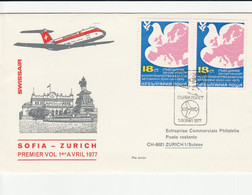 Bulgaria 1977 First Flight Sofia - Zurich - Brieven En Documenten
