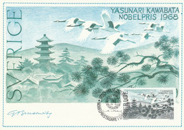 Sweden Nobel Prize Winner Yasunari Kawabata Maximum Card - Storia Postale