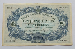 Belgium 1938 - 500Fr Biljet “1887” - 508.B.074 - Morin 80a - Pr+ - 500 Francos-100 Belgas