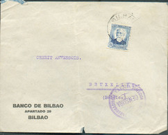 Affr; 50cvos Obl. Sc BILBAO Vers Bruxelles (BE) + Griffe CENSURA Direccion Official Communicaciones Vizcaia - 19168 - Nationalistische Zensur