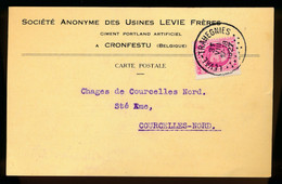 GELE BRIEFKAART RECLAME - CRONFESTU - S.A. DES USINES LEVIE FRERES - CIMENT PORTLAND ARTIFICIEL - Binche