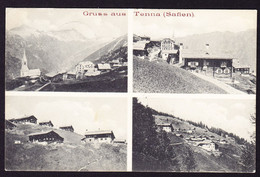 1903 Gelaufene AK, 4 Bildrig, Gruss Aus Tenna (Safien) Nach Basel - Tenna