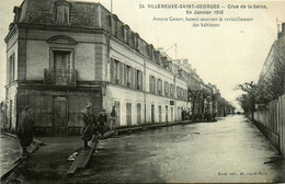 Villeneuve St Georges * Crue De La Seine * Fin Janvier 1910 * Avenue Carnot * Bateau Assurant Ravitaillement Habitants - Villeneuve Saint Georges