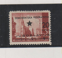 YUGOSLAVIA,1945 CROATIA SPLIT ISSUE 20 /3  Kn War Porous Paper   MNH - Nuovi