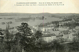 Villeneuve St Georges * Inondations De Janvier 1910 * Les Ateliers De La Compagnie PLM * Panorama * Crue De La Seine - Villeneuve Saint Georges