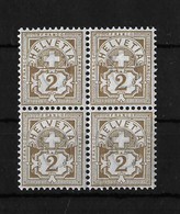 1894 - 1899 ZIFFERMUSTER → Faserpapier Kontrollzeichen Form B    ►SBK-58B** Viererblock / CHF 25.-◄ - Neufs