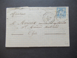 Frankreich Sage 1885 Stempel La Rochell A Angouleme Faltbrief / Rechnung Mit Schnörkelunterschrift! - 1876-1898 Sage (Type II)