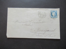 Frankreich 1876 Ceres Nr.51 EF Paris - Bourgueil An Den Notaire Monsieur Girault Brief Mit Inhalt Gauche Avenue Victoria - 1871-1875 Ceres
