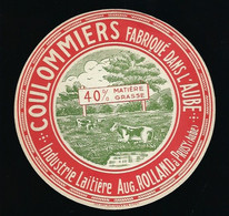 étiquette Fromage Coulommiers 40 % Mg  Indi-ustrie Laitiere Auguste Rolland Prusy  Fabriqué Dans L' Aube 10 Vache - Kaas