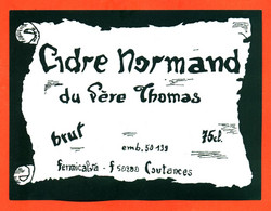 Etiquette Neuve De Cidre Normand Brut Du Père Thomas Fermicalva à Coutances - 75 Cl - Fruits Et Légumes