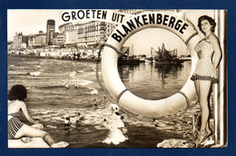 Blankenberge. Groeten Uit Blankenberge. Jolie Baigneuse. Le Port Et La Digue, Hôtel Excelsior. 1955 - Blankenberge