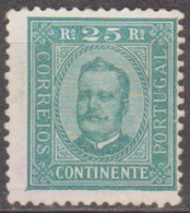 PORTUGAL - 1892-1893,  D. Carlos I.   25 R.   P. Porcelana  D. 11 3/4 X 12    (*) MNG   MUNDIFIL  Nº 70 - Ungebraucht