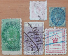 NEW ZEALAND - Revenue / Fiscal Stamps - 3 X Stamp Duty + 2 X Newspapers - Steuermarken/Dienstmarken