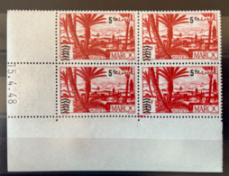 MAROC Y&T 298** BLOC DE 4 COIN DATE COTE 3€ - Unused Stamps