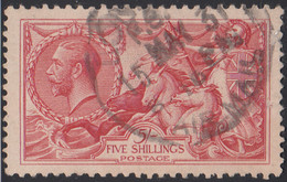 Great Britain 1919 Used Sc 180 5sh Britannia, Seahorses Variety - Scrape - Used Stamps
