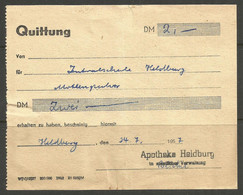 GERMANY. 1957. RECEIPT. HELDBURG APOTHOCARY. - 1950 - ...