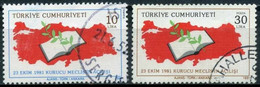 Türkiye 1981 Mi 2581-2582 O, The Constituent Assembly | Türkiye Map, Book And Olive Branch - Usados