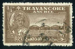 Indian (Travancore) Mi 45 [Perforation: 12½] Maharaja And Marthanda Varma-Bridge, Alwaye | Bridges | Royalty - Travancore