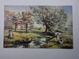 Tuxk Oilette Country Charms Series II #9253 By The Side Of The Brook CPA Not Posted EX Superb Etat - Peintures & Tableaux