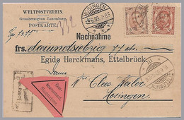 LUXEMBOURG - 1909 Wm IV - 35c Nachnahme ETTELBRUCK III - HOSINGEN - Egide Herckmans - 1906 Guglielmo IV