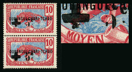 OUBANGUI - COLONIE FRANCAISE - YT 18 * - VARIETE SURCHARGE INCOMPLETE TENANT A NORMAL - 2 TIMBRES NEUFS * - Neufs