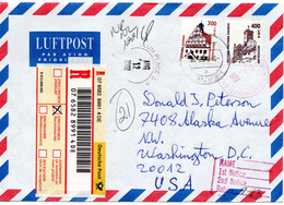 57216 - Bund - 2002 - €2,05 SWK Doppelnom. MiF A R-LpBf HERNE -> BRIGHTWOOD STATION, DC (USA) - Storia Postale