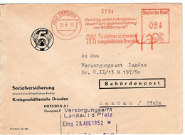 51361 - DDR - 1952 - 24Pfg. AbsFreistpl DRESDEN - ... SCHUETZT VOLKSEIGENTUM ... -> Westdeutschland - Briefe U. Dokumente