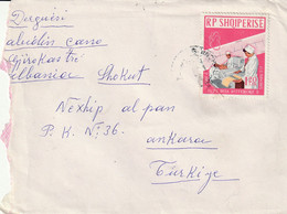 Cover - Albania (Gjirokaster), 1972 - Posted From Albania To Turkey - Stamp And Postmark - Albanie