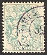 FRA0111Uc - Type Blanc 5 C Blue Green Used Stamp - Type IA - 1902-06 - France YT 111c - 1900-29 Blanc