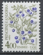 Andorre FR Timbre-Taxe N°61 4f. Flore N** ZAT61 - Unused Stamps