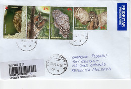 ROMANIA : BIRDS - OWLS On Cover Circulated To Moldova Republic  - Registered Shipping! - Gebruikt