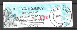 Vignette D'affranchissement 4,40 F Oiseaux De Jubert Flamme Illustrée Gourdon Le 10/07/1995 B/TB Voir Scan  - 1990 Type « Oiseaux De Jubert »