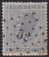 Belgie   .  OBP   .   18    .    LP52       .      O .    Gebruikt  . / .   Oblitéré - 1865-1866 Profil Gauche