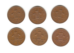 68/ Grande-Bretagne : 6 X 2 Pences : 1971 - 1980 X 2 - 1988 - 1990 - 1993 - 2 Pence & 2 New Pence