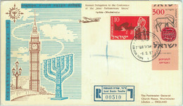 87385 - ISRAEL - Postal History - SPECIAL FLIGHT: LOD - WESTMINISTER!  1957 - Aéreo