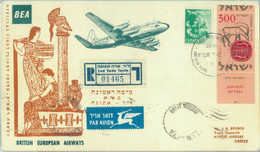 87382 - ISRAEL - Postal History - FIRST  FLIGHT: LOD - Athens 1957 BEA - Aéreo