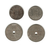 69/ Belgique : 2 X 25 Centimes : 1943 Et 1946 - 2 X 1 Franc : 1942 X 2 - 25 Cent