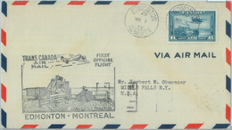 87392 - CANADA - Postal History - FIRST FLIGHT Cover:  Edmonton - Montreal 1939 - First Flight Covers