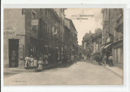 38 Isère Bourgoin épicerie Debit De Tabac Animée Et Hotel A La Rue Nationale Ed Martel - Bourgoin