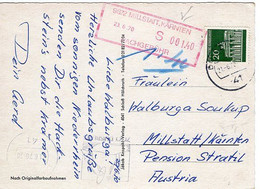 51494 - Bund - 1970 - 20Pfg. Brandeburger Tor EF A AnsKte DUISBURG -> MILLSTADT, M. S1,40 Nachportostpl. - Segnatasse