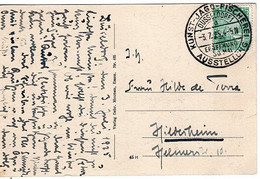 51495 - Deutsches Reich - 1925 - 5Pfg. Rheinland EF A AnsKte DUESSELDORF - ... JAGD- FISCHEREI AUSSTELLUNG -> Hildesheim - Covers & Documents