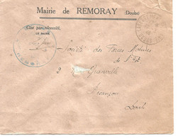 France Enveloppe - Mairie Remoray (25- Doubs) Cachet à Date - 1946+ Cachet Mairie - 1921-1960: Modern Period