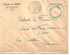 France Enveloppe - Mairie Samson (25- Doubs) Cachet à Date - 1947+ Cachet Mairie - 1921-1960: Periodo Moderno