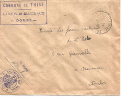 France Enveloppe - Mairie  Thise (25- Doubs) Cachet à Date - 1946+ Cachet Mairie - 1921-1960: Periodo Moderno