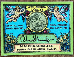 **ADEN CAMP **  EARLY ADVERTISEMENT LABEL PRINTED IN ADEN CAMP Oil , CHEMICAL , PERFUMES ADVERTISEMENT LABEL . - Reclame